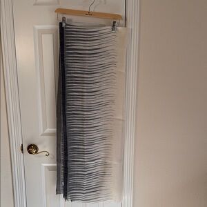 Serena & Lily Cream and Grey Striped Scarf/Shawl